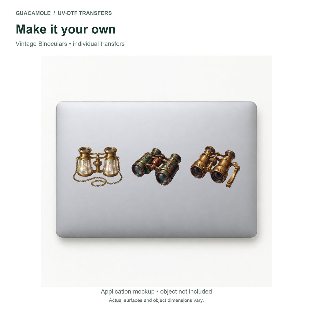 Vintage Binoculars — Three designs on a laptop