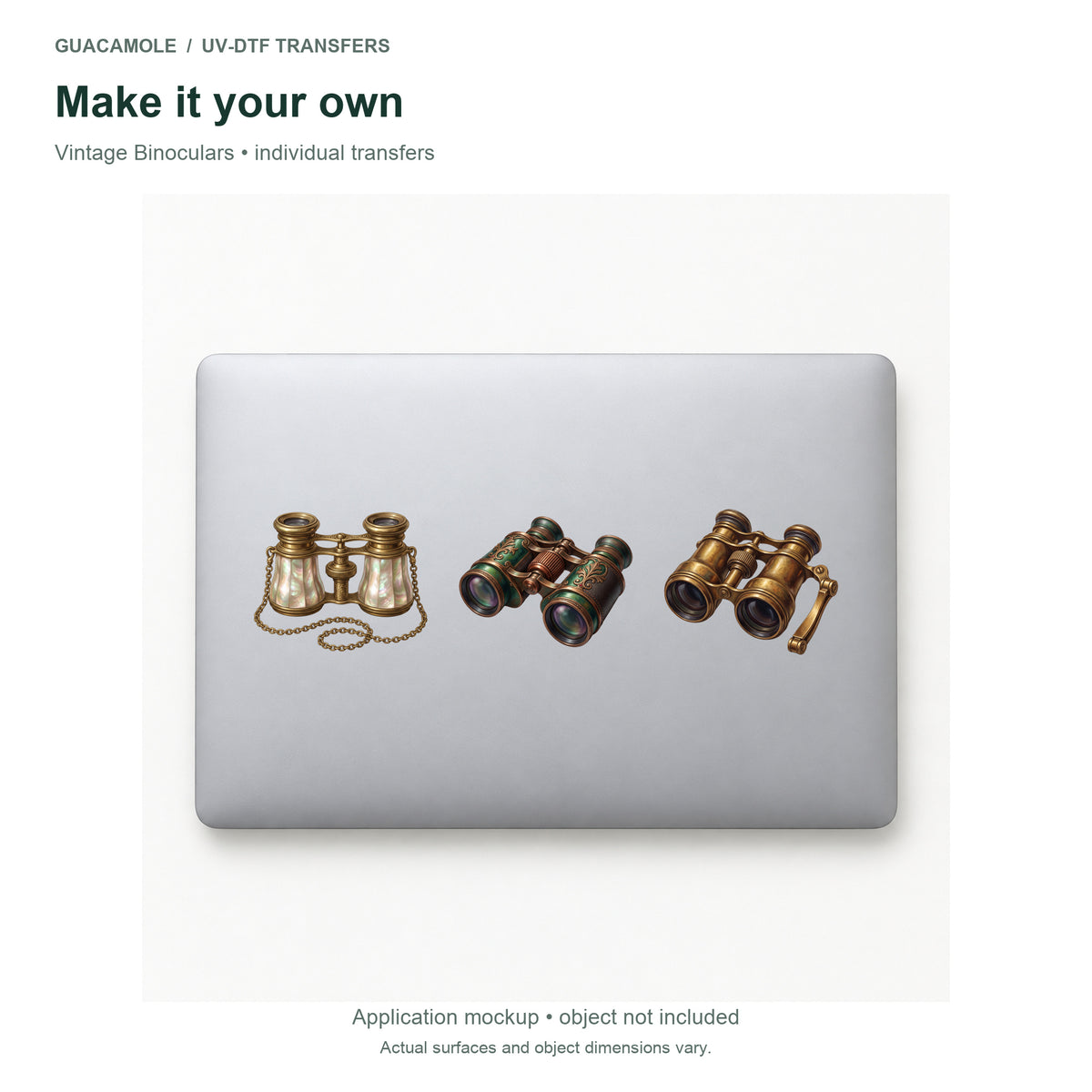 Vintage Binoculars — Three designs on a laptop
