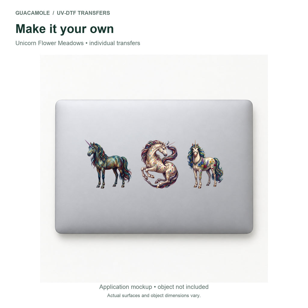 Unicorn Flower Meadows — Three designs on a laptop