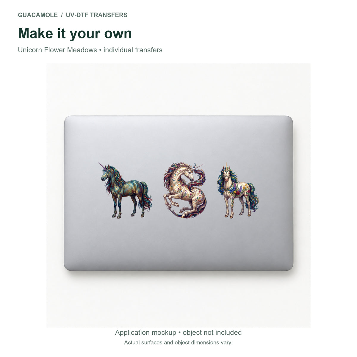 Unicorn Flower Meadows — Three designs on a laptop
