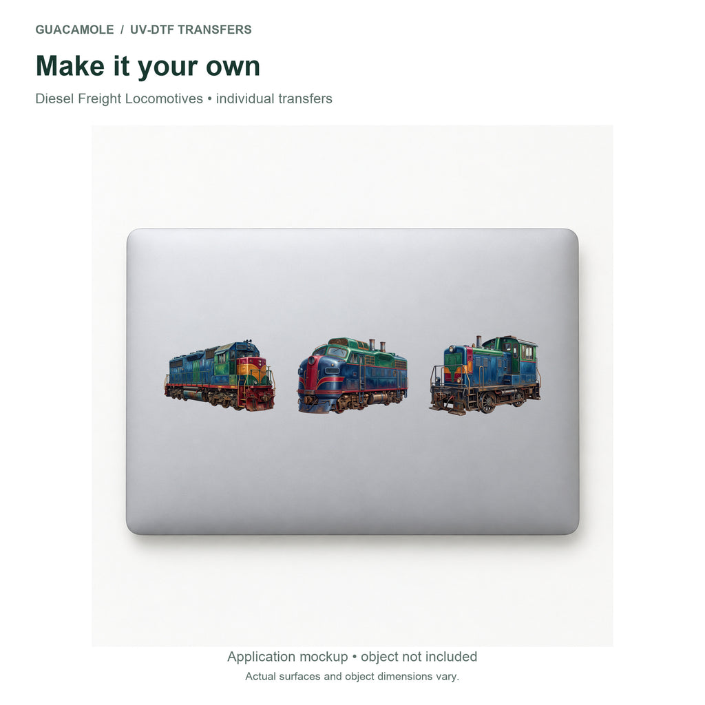 Diesel Freight Locomotives — Three designs on a laptop