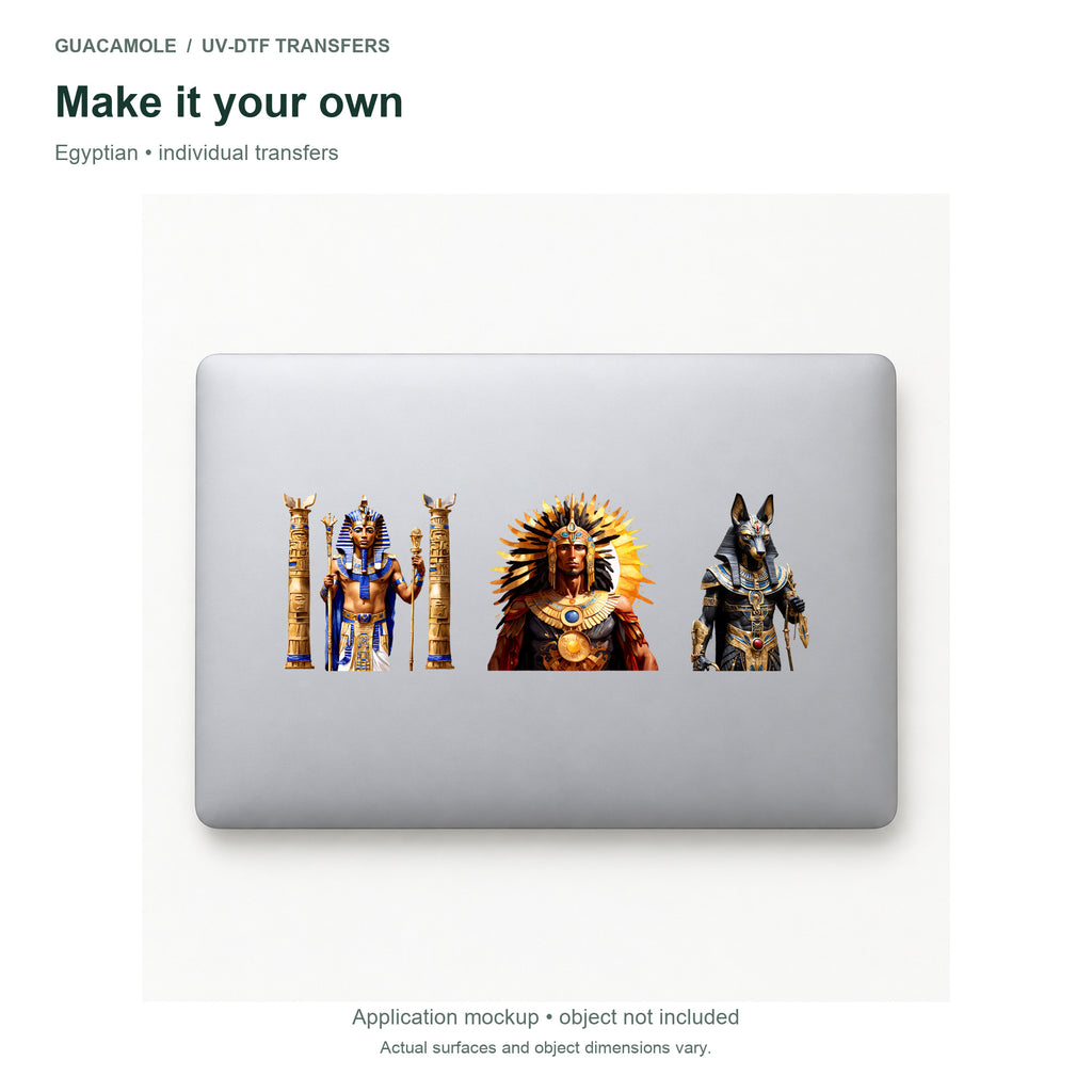 Egyptian — Three designs on a laptop