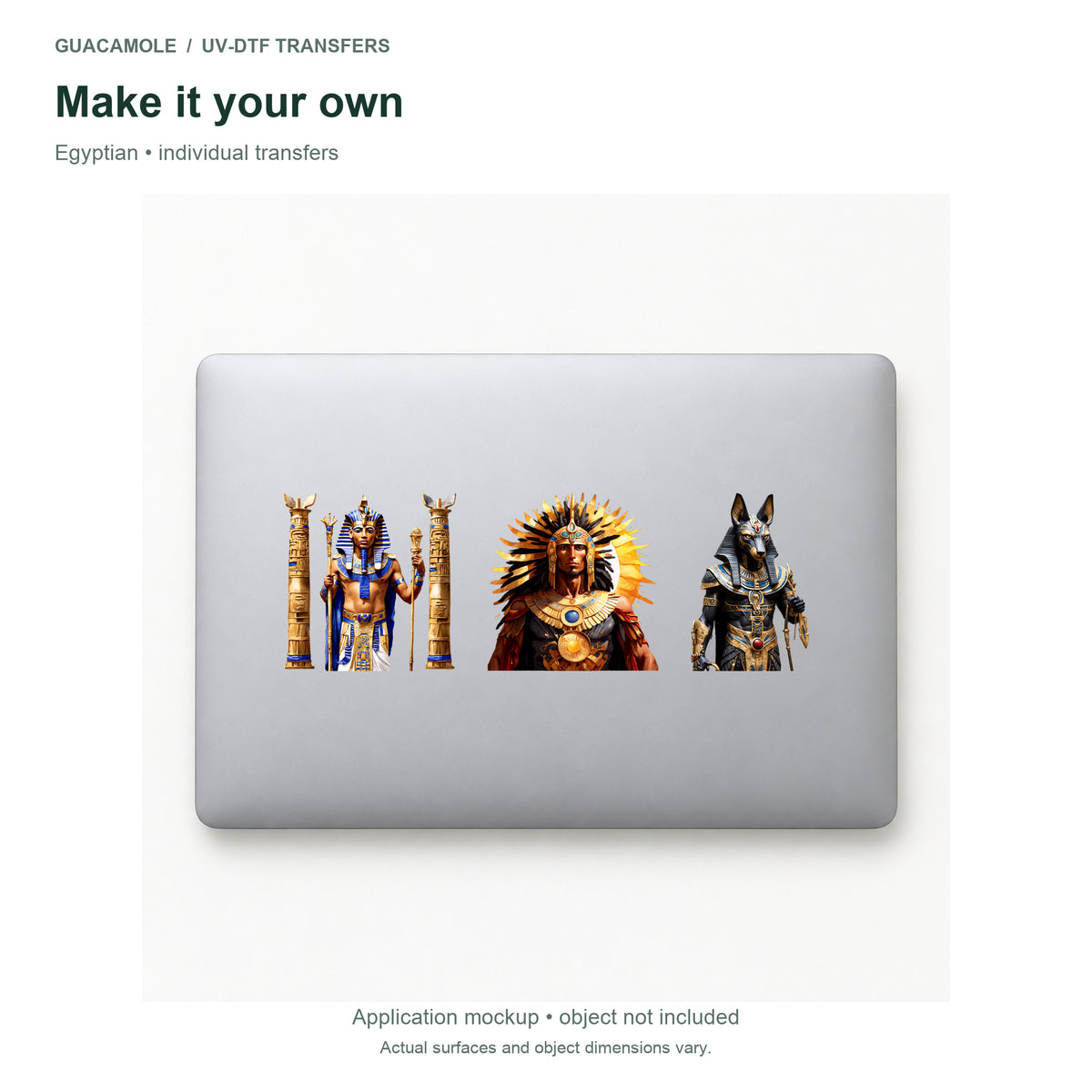 Egyptian — Three designs on a laptop