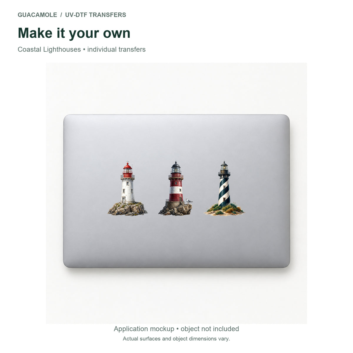 Coastal Lighthouses — Three designs on a laptop