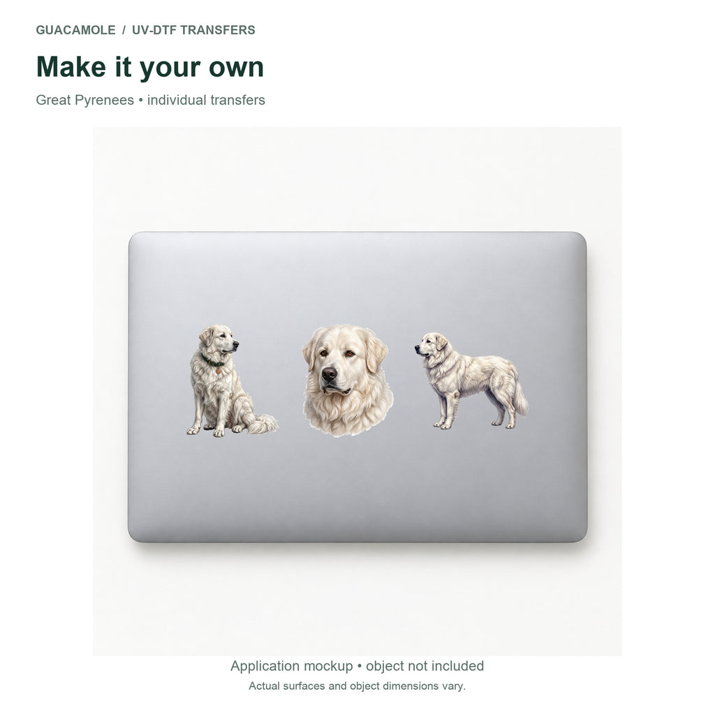 Great Pyrenees — Three designs on a laptop