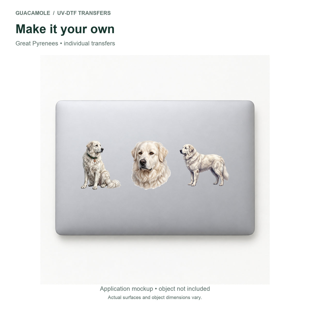 Great Pyrenees — Three designs on a laptop