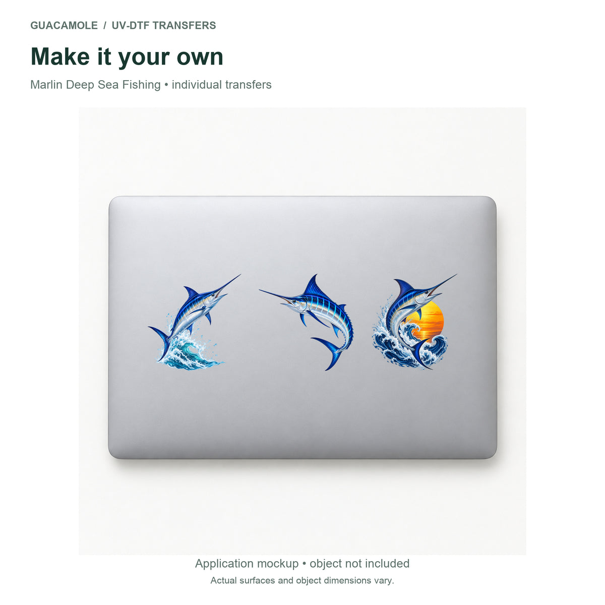 Marlin Deep Sea Fishing — Three designs on a laptop