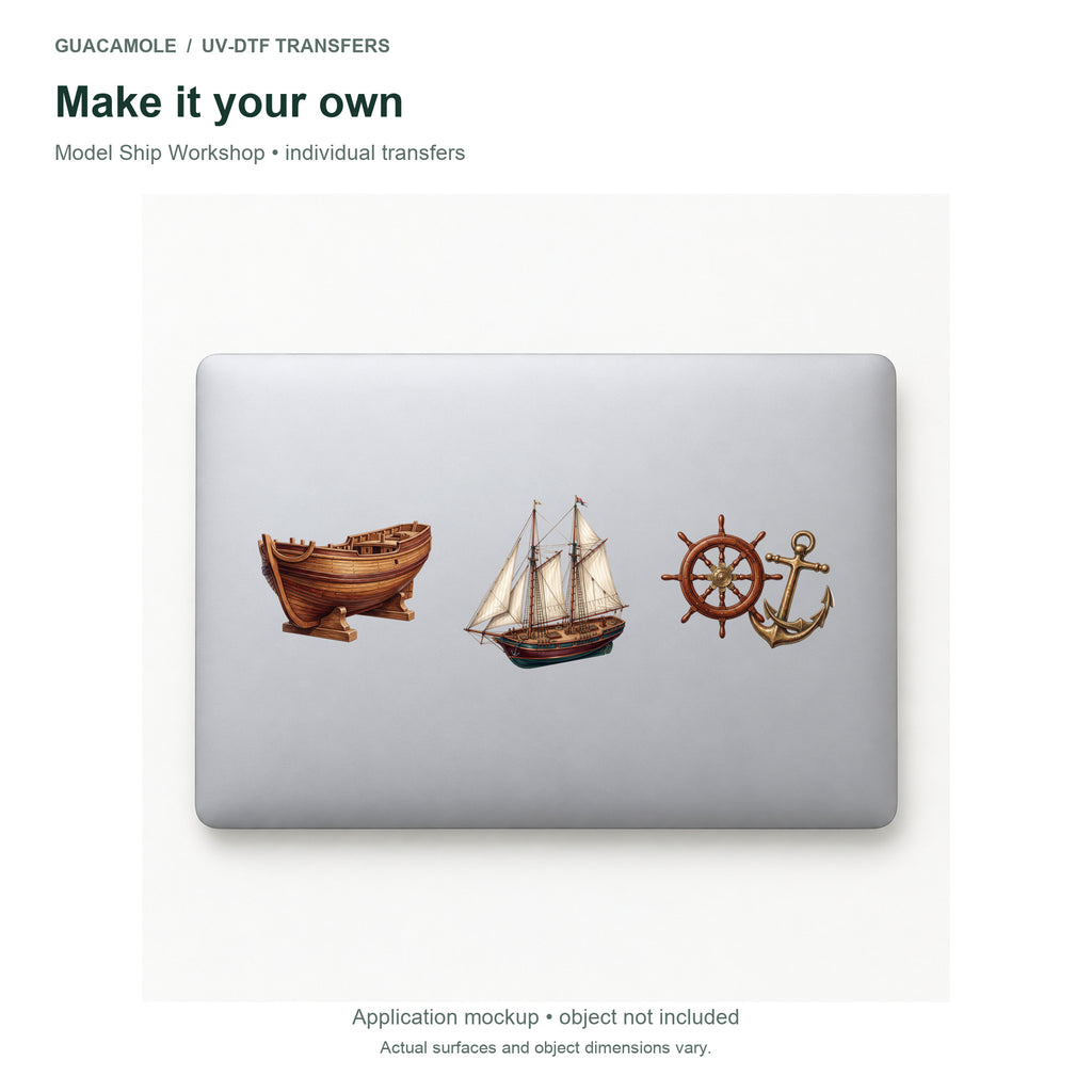 Model Ship Workshop — Three designs on a laptop