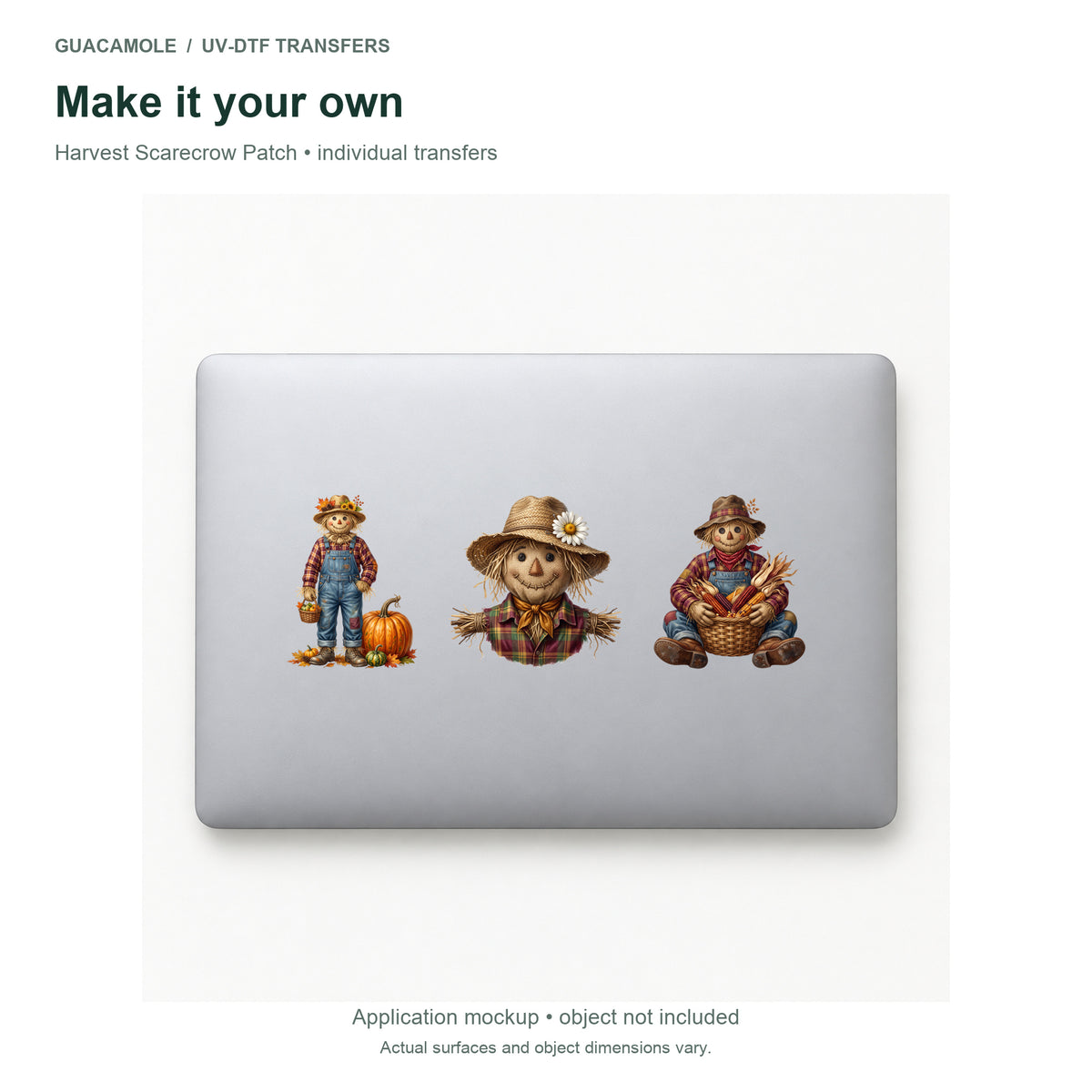 Harvest Scarecrow Patch — Three designs on a laptop