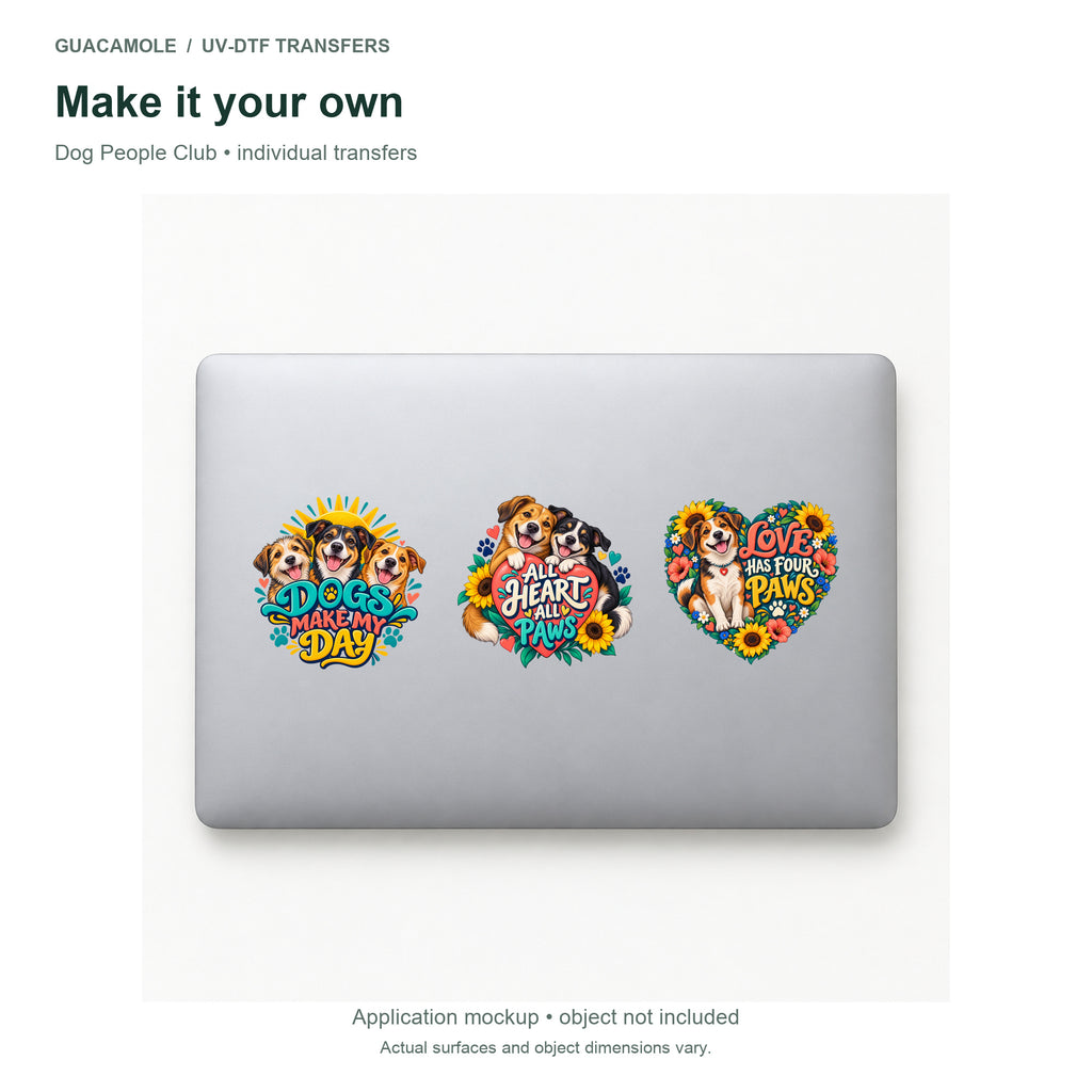 Dog People Club — Three designs on a laptop