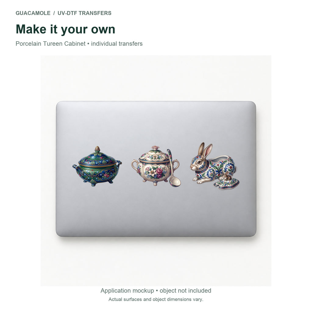 Porcelain Tureen Cabinet — Three designs on a laptop