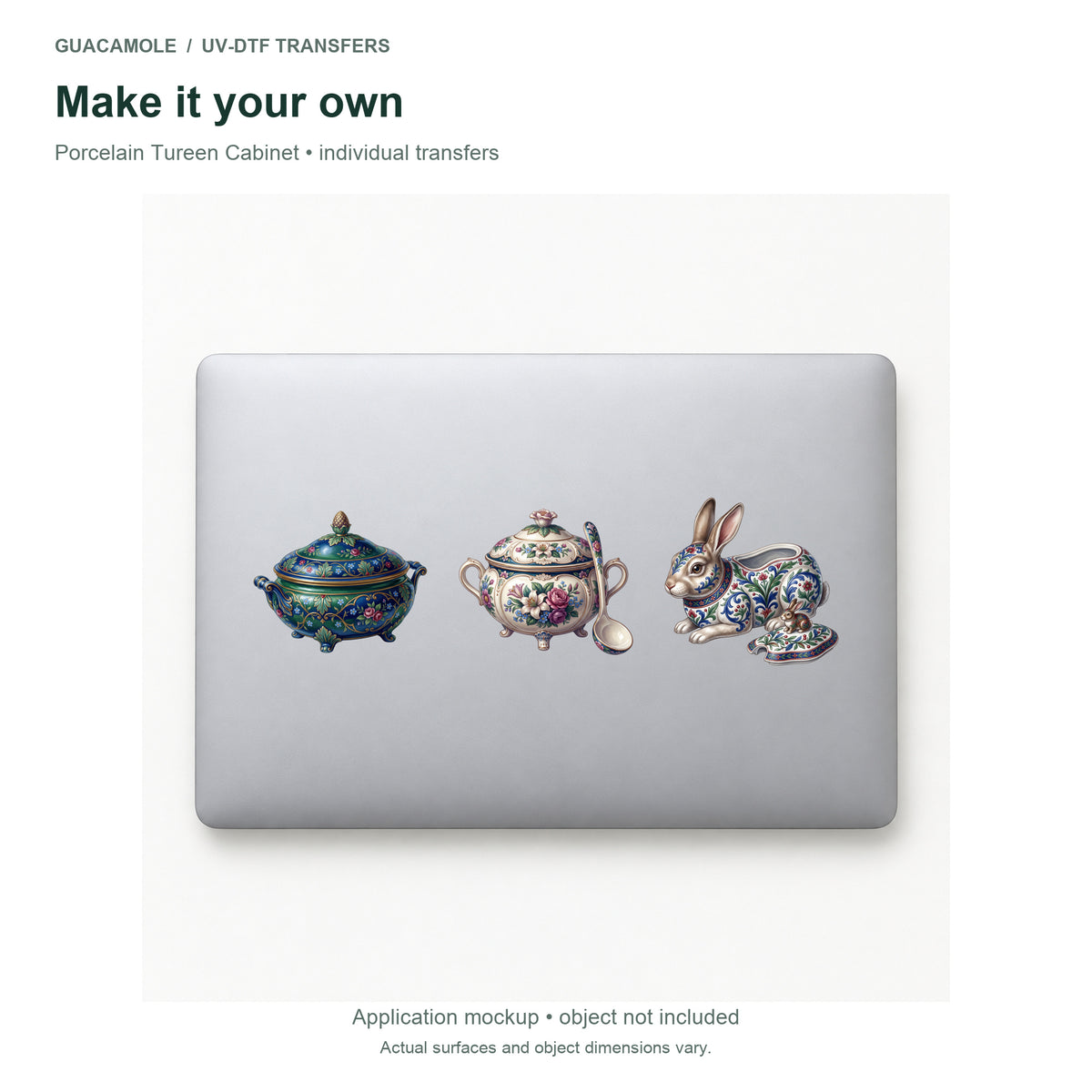 Porcelain Tureen Cabinet — Three designs on a laptop