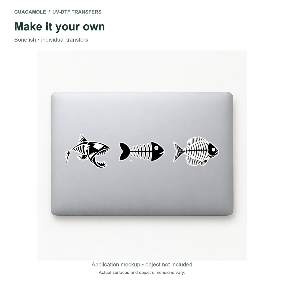 Bonefish — Three designs on a laptop