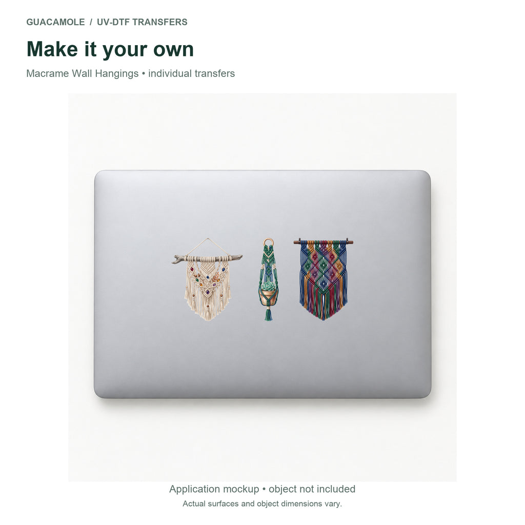 Macrame Wall Hangings — Three designs on a laptop