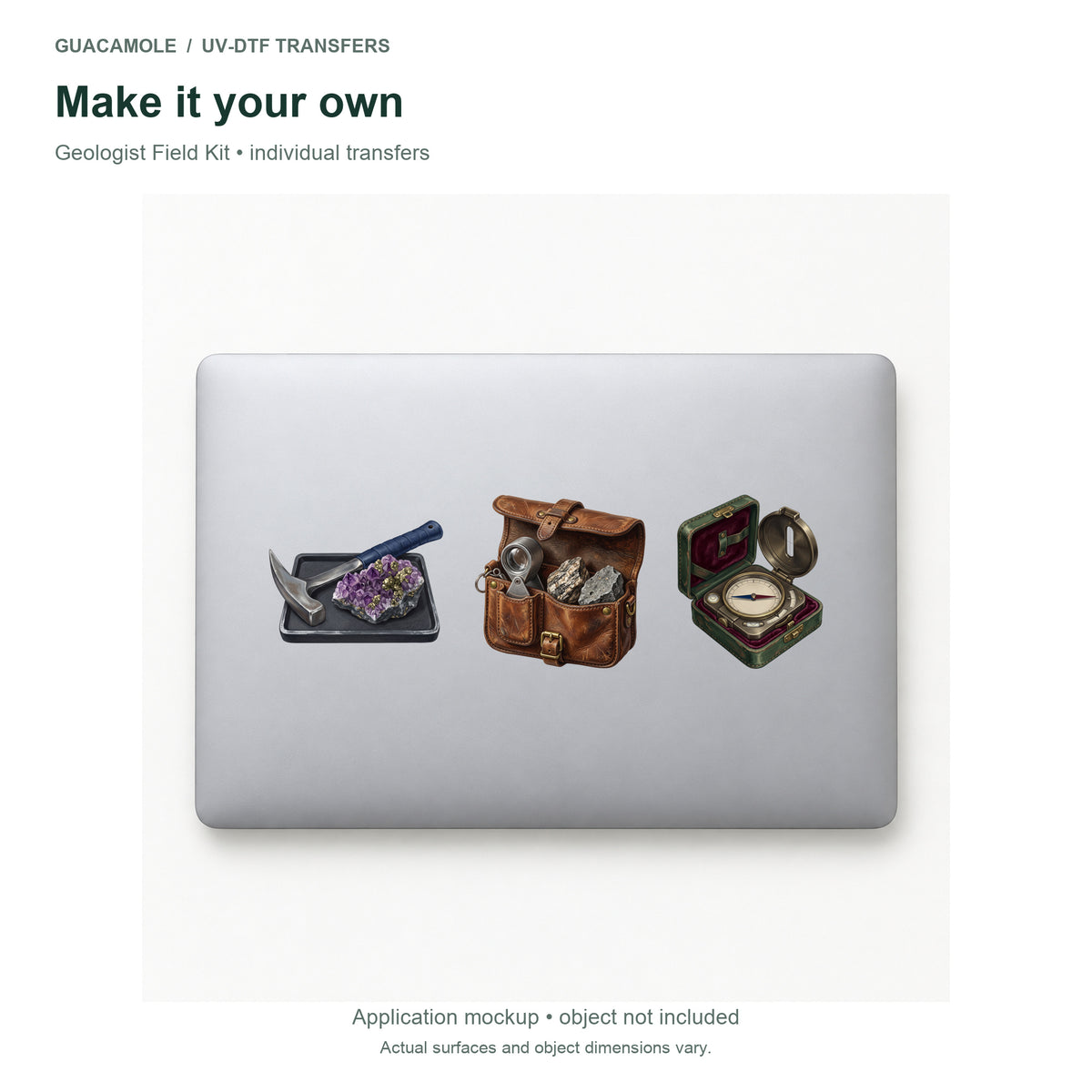 Geologist Field Kit — Three designs on a laptop