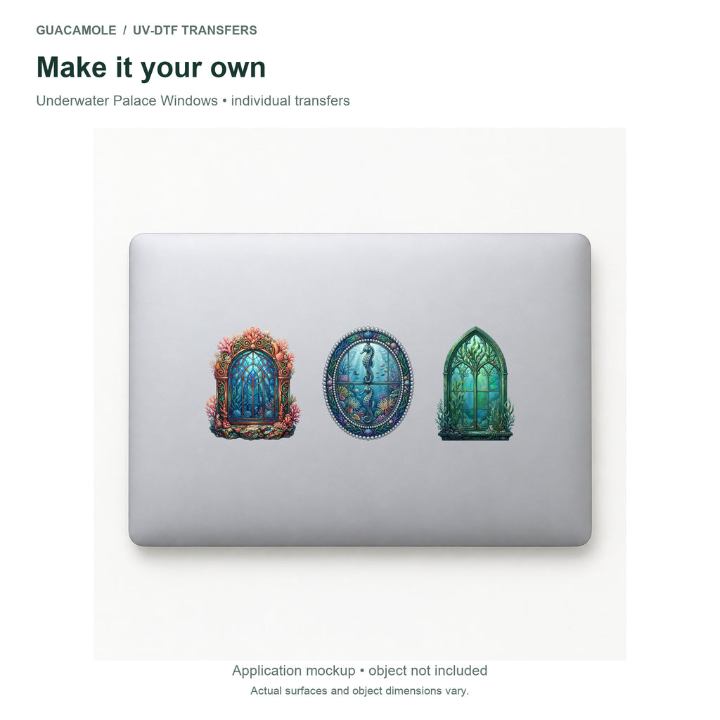 Underwater Palace Windows — Three designs on a laptop