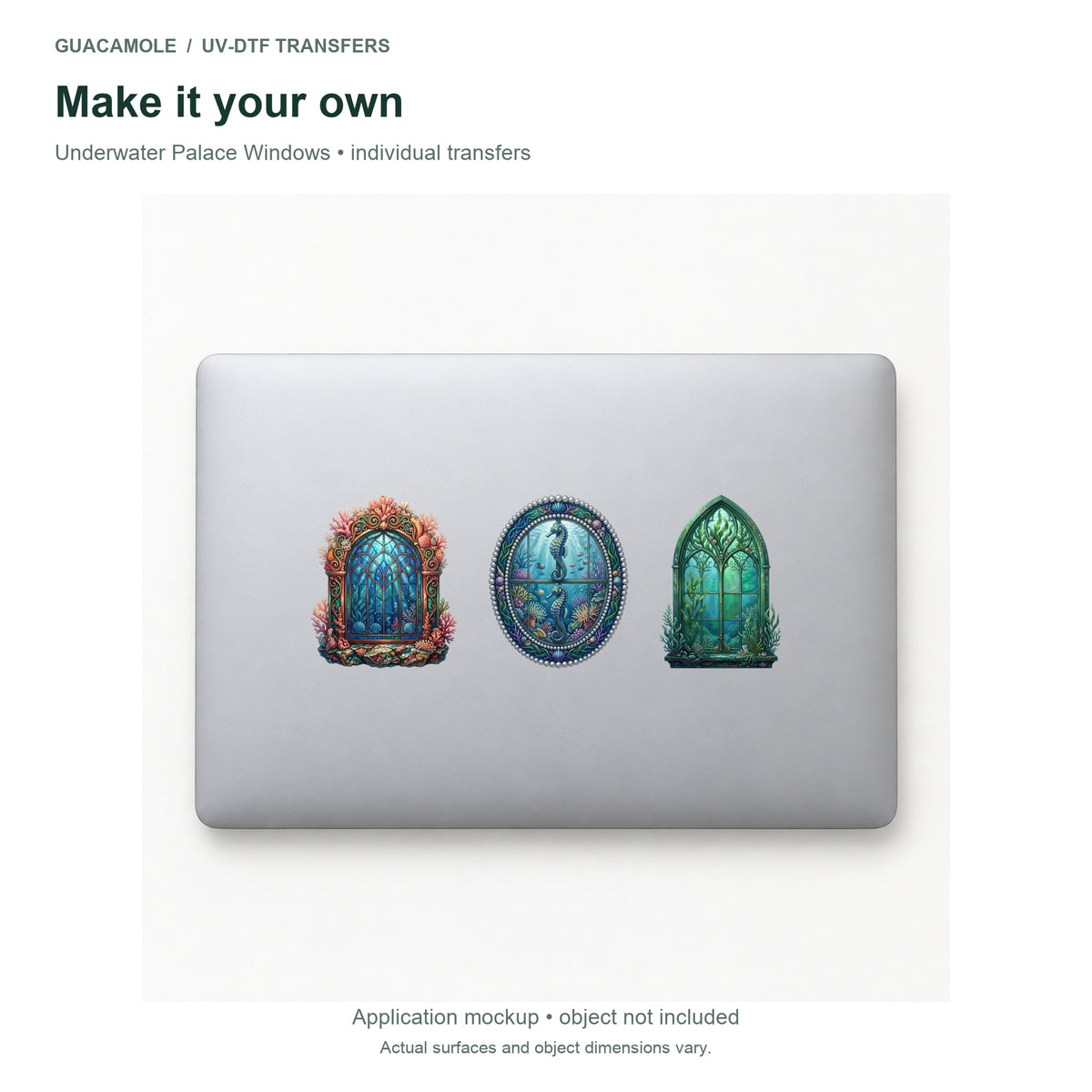 Underwater Palace Windows — Three designs on a laptop