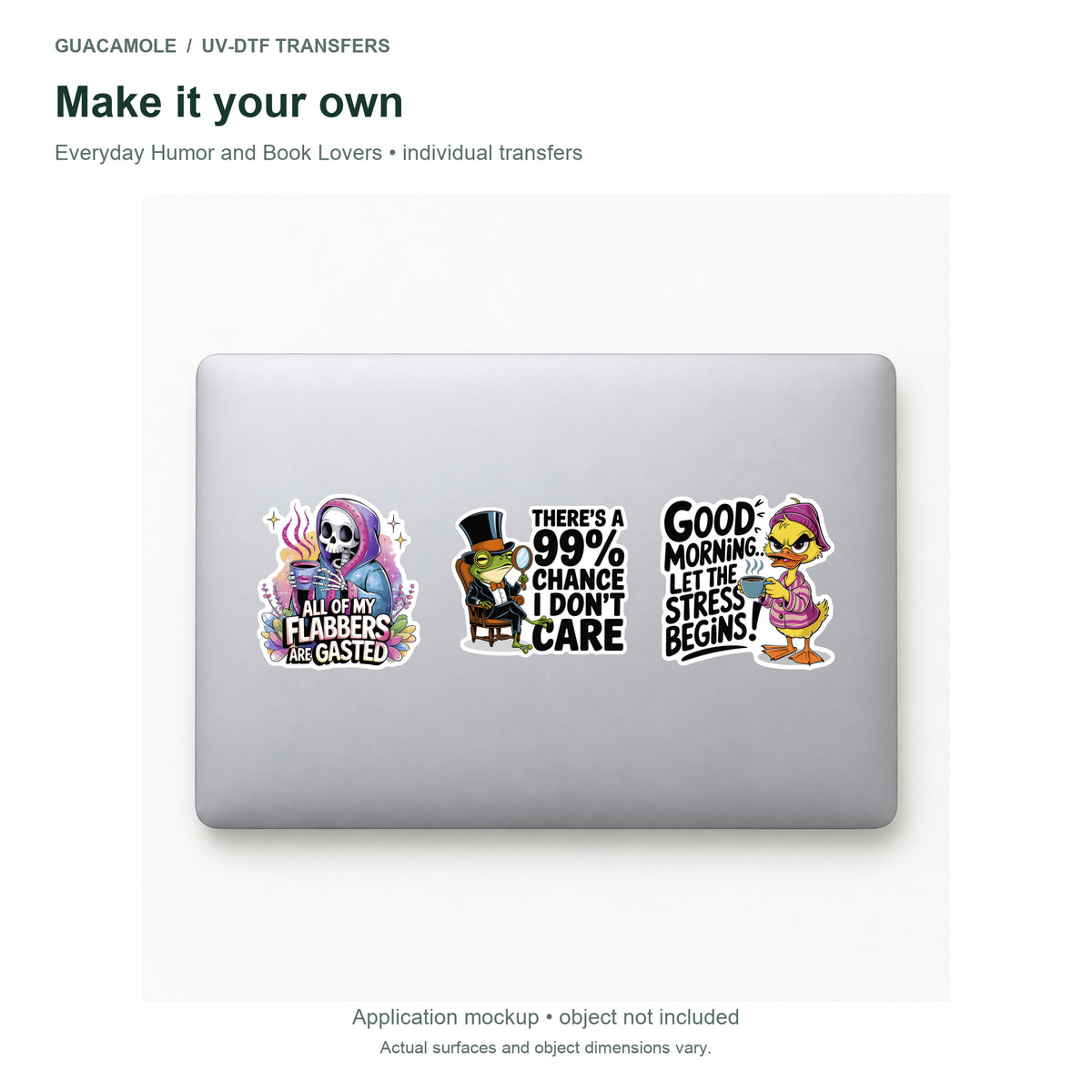 Everyday Humor and Book Lovers — Three designs on a laptop