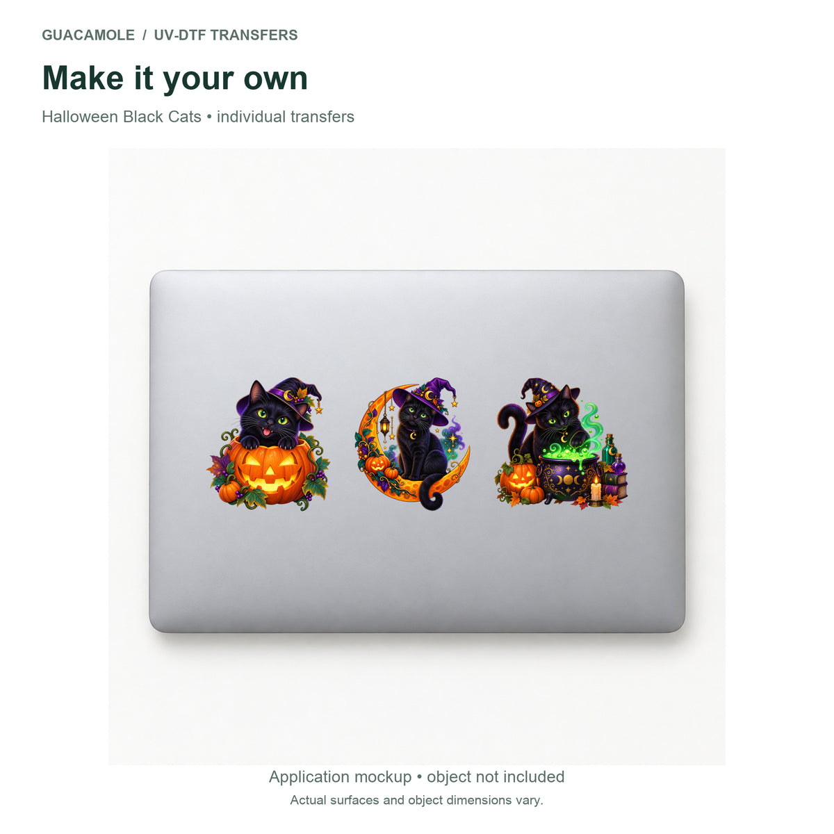 Halloween Black Cats — Three designs on a laptop