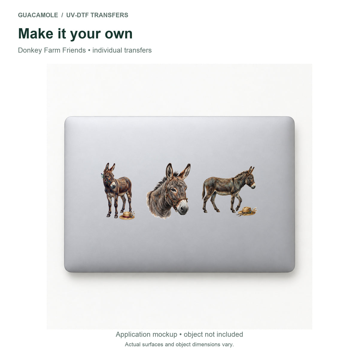 Donkey Farm Friends — Three designs on a laptop