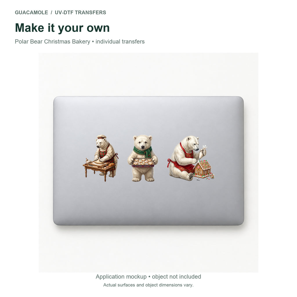 Polar Bear Christmas Bakery — Three designs on a laptop