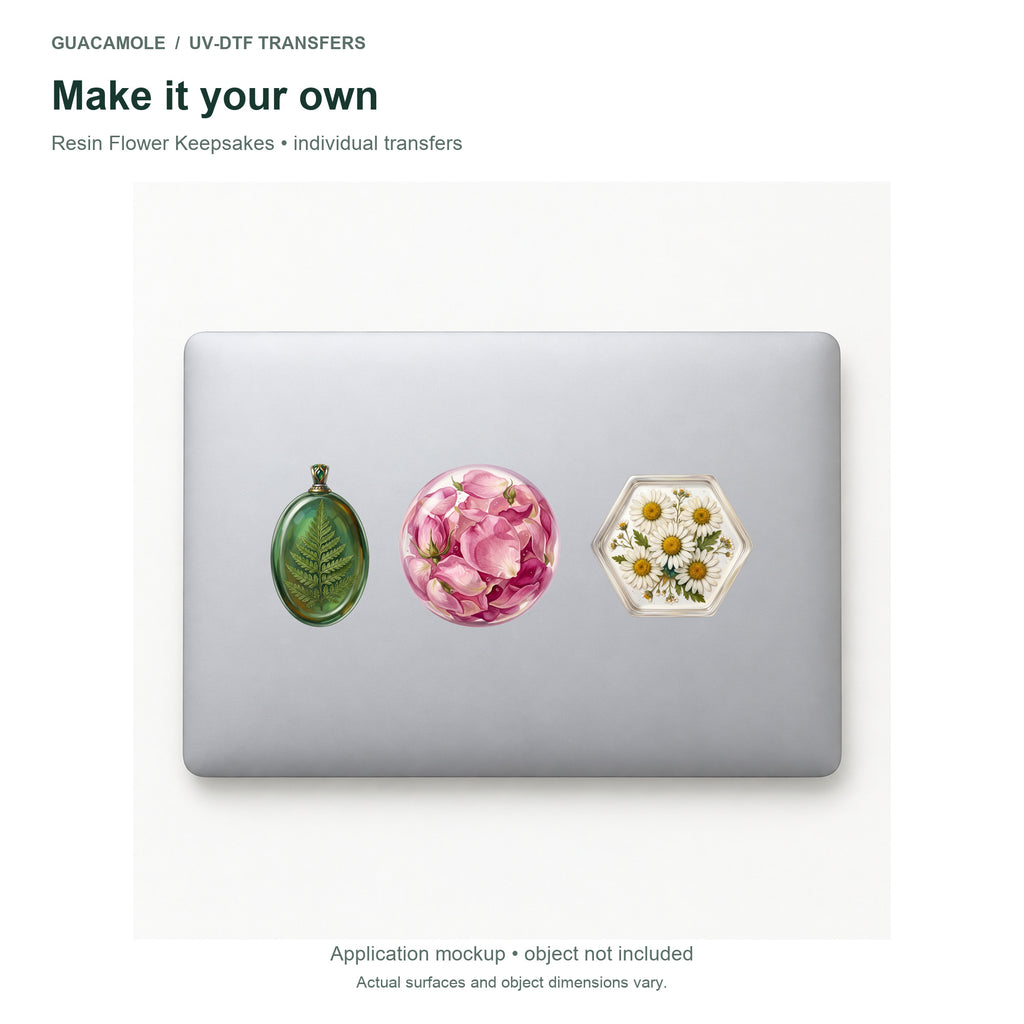 Resin Flower Keepsakes — Three designs on a laptop
