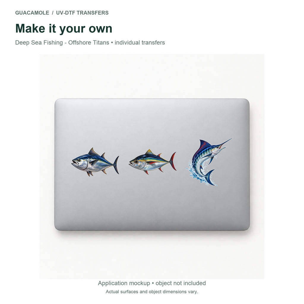 Deep Sea Fishing - Offshore Titans — Three designs on a laptop