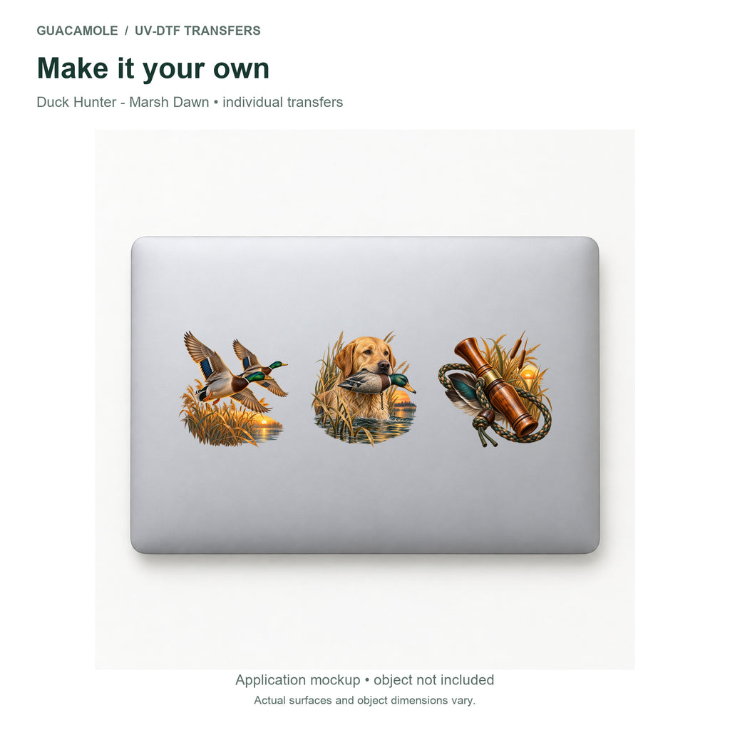 Duck Hunter - Marsh Dawn — Three designs on a laptop