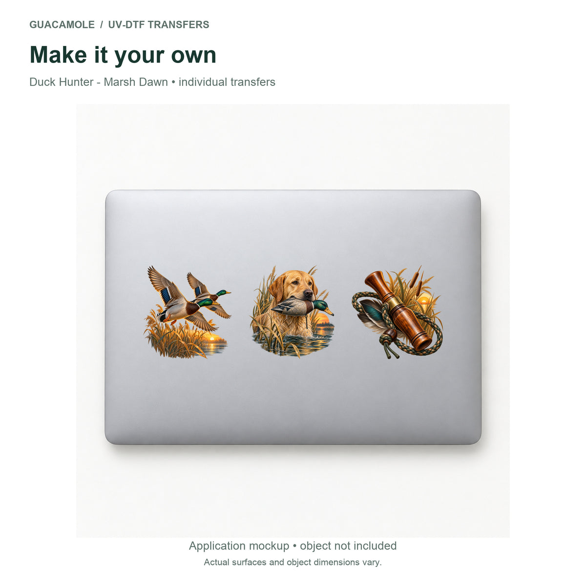 Duck Hunter - Marsh Dawn — Three designs on a laptop
