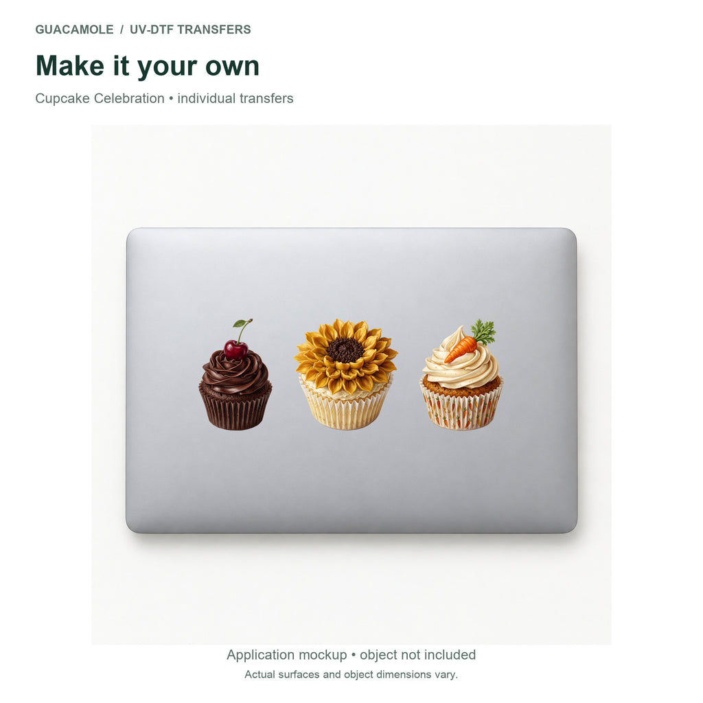 Cupcake Celebration — Three designs on a laptop