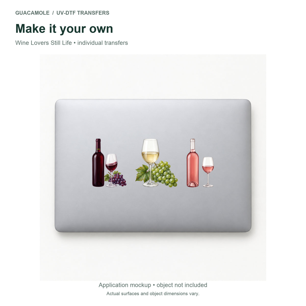 Wine Lovers Still Life — Three designs on a laptop