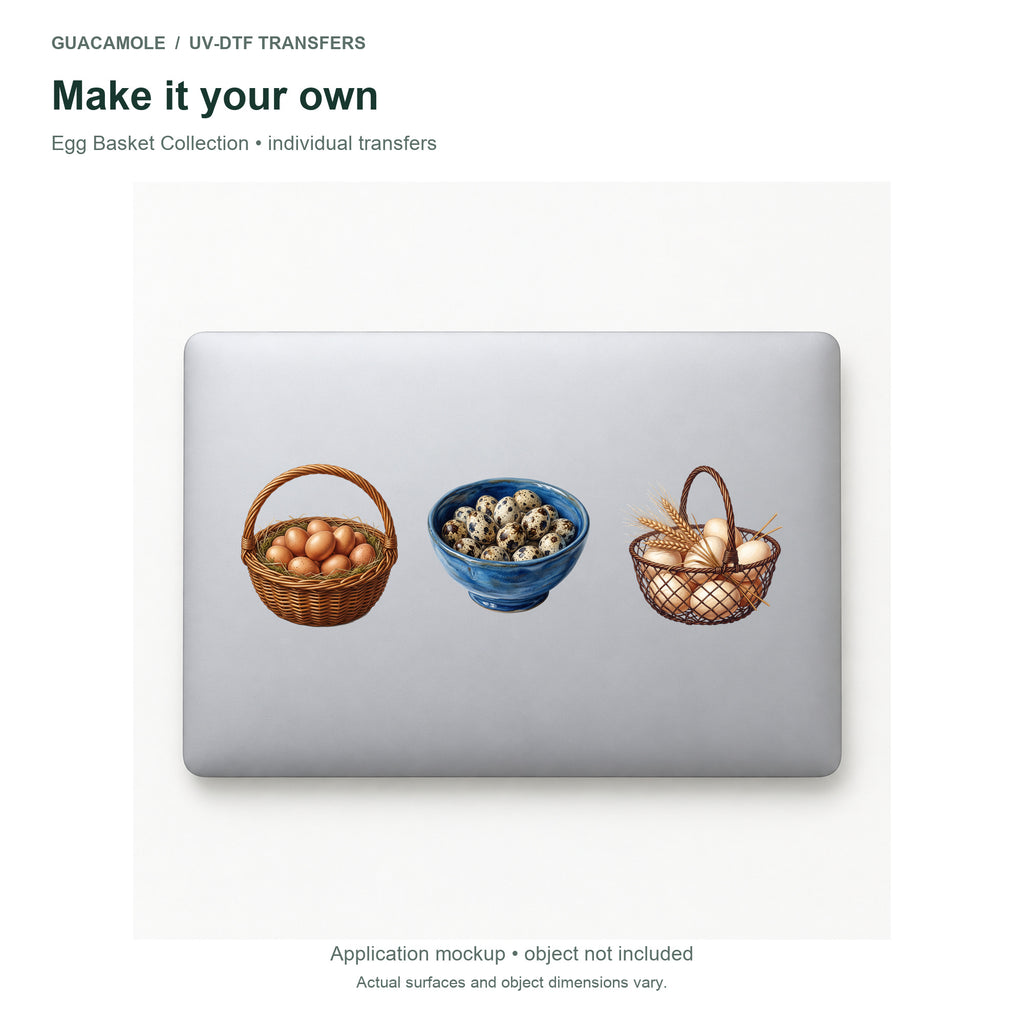 Egg Basket Collection — Three designs on a laptop