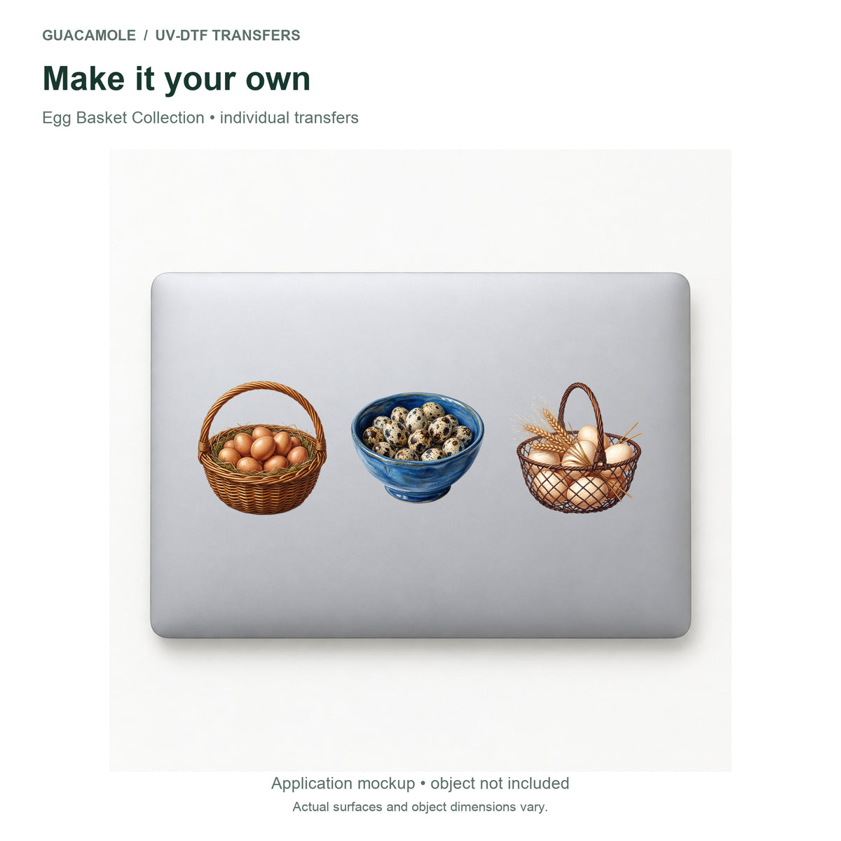 Egg Basket Collection — Three designs on a laptop