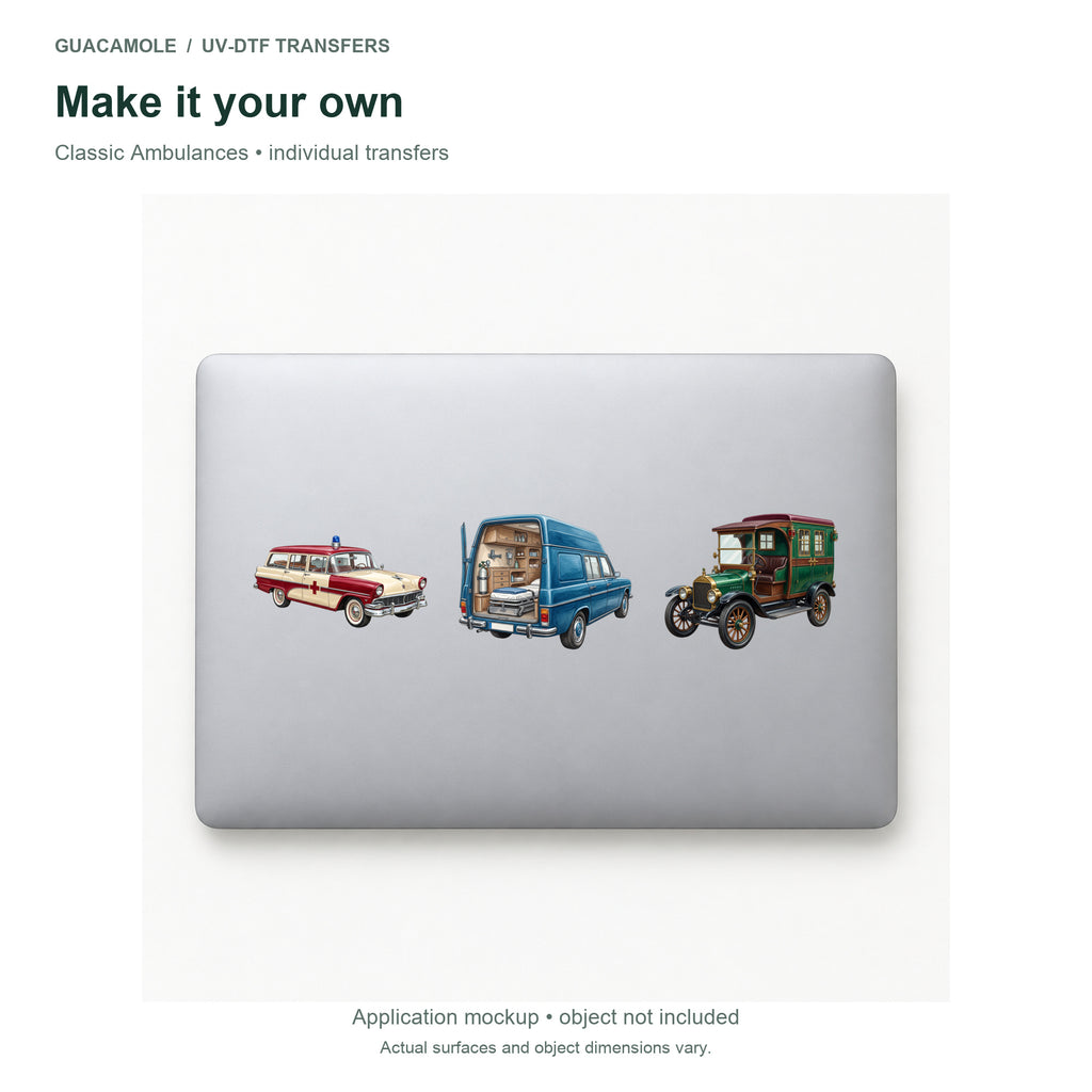 Classic Ambulances — Three designs on a laptop