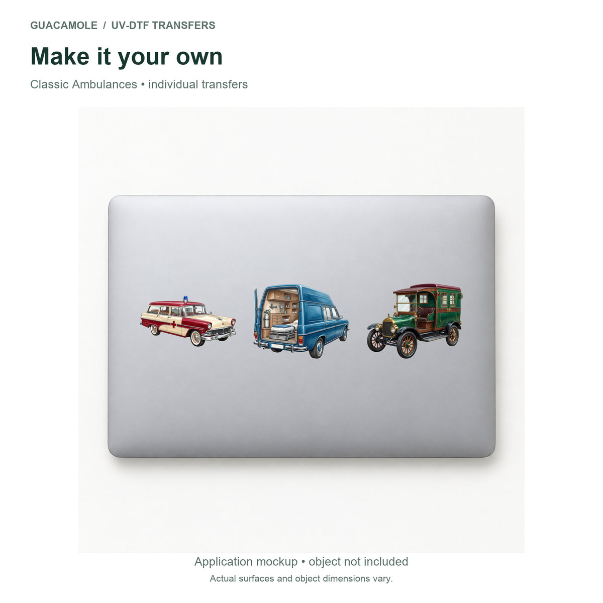 Classic Ambulances — Three designs on a laptop