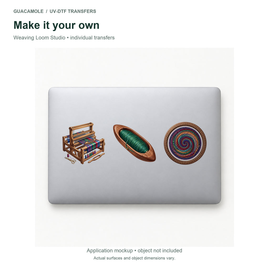 Weaving Loom Studio — Three designs on a laptop