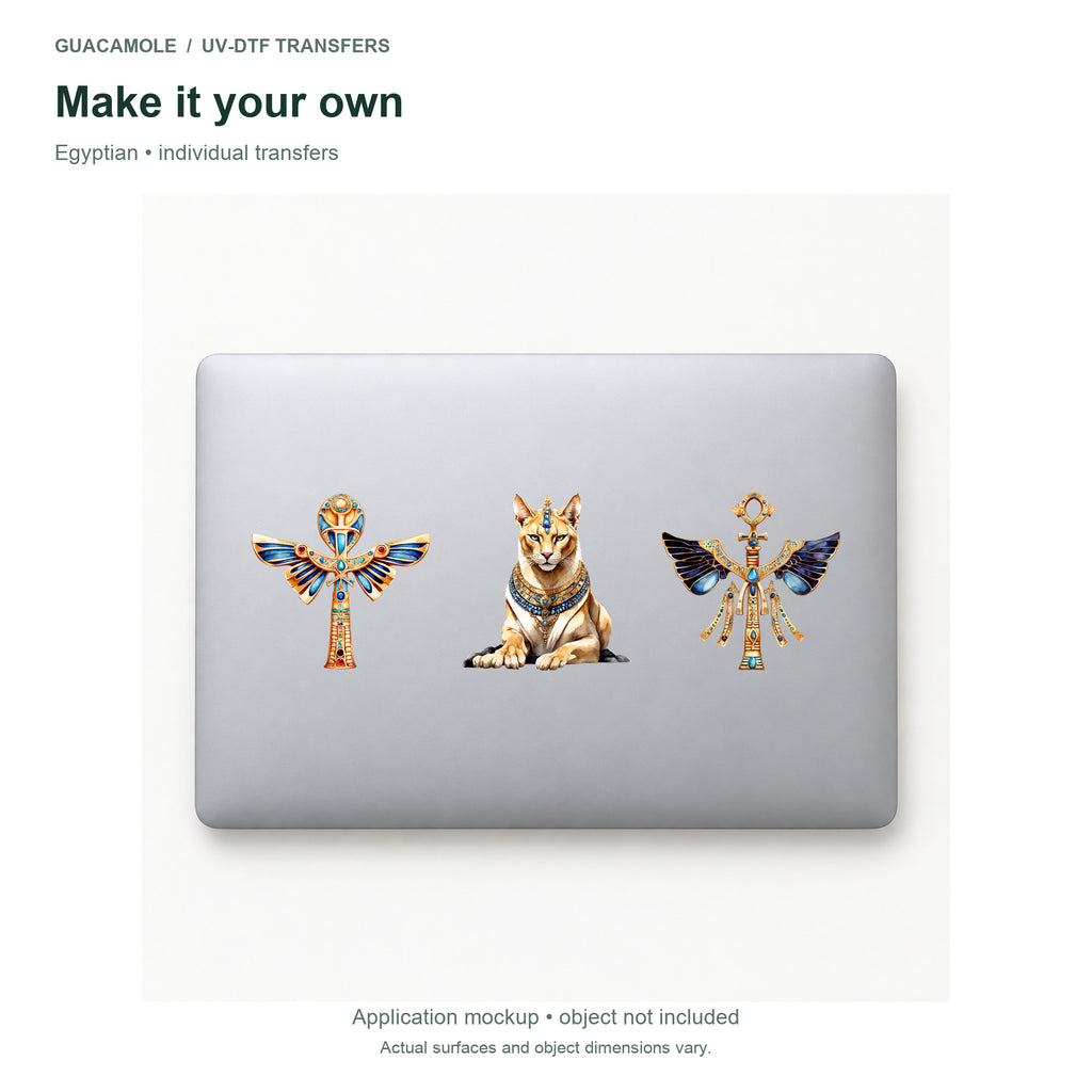 Egyptian — Three designs on a laptop