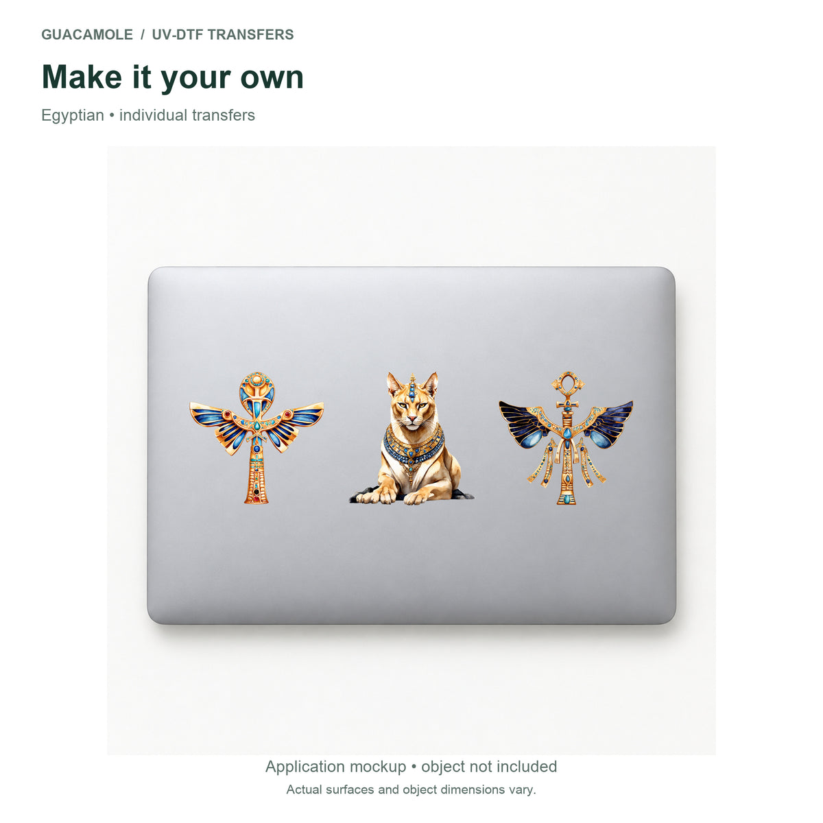 Egyptian — Three designs on a laptop