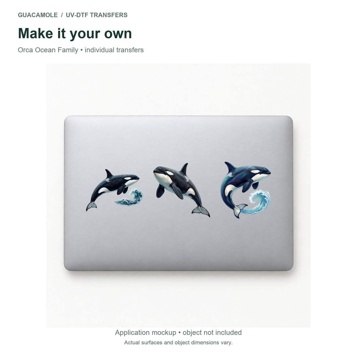 Orca Ocean Family — Three designs on a laptop