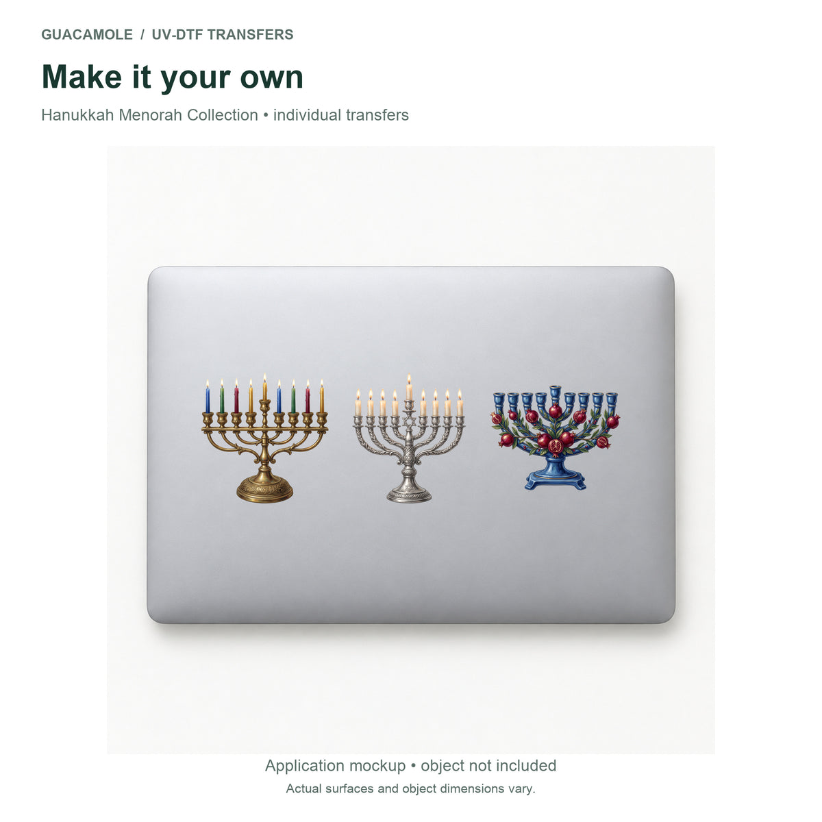 Hanukkah Menorah Collection — Three designs on a laptop