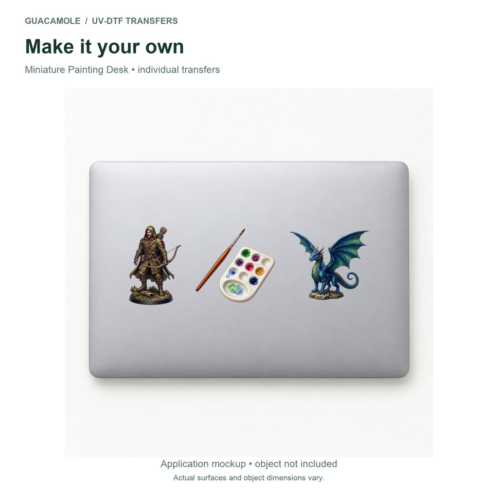 Miniature Painting Desk — Three designs on a laptop