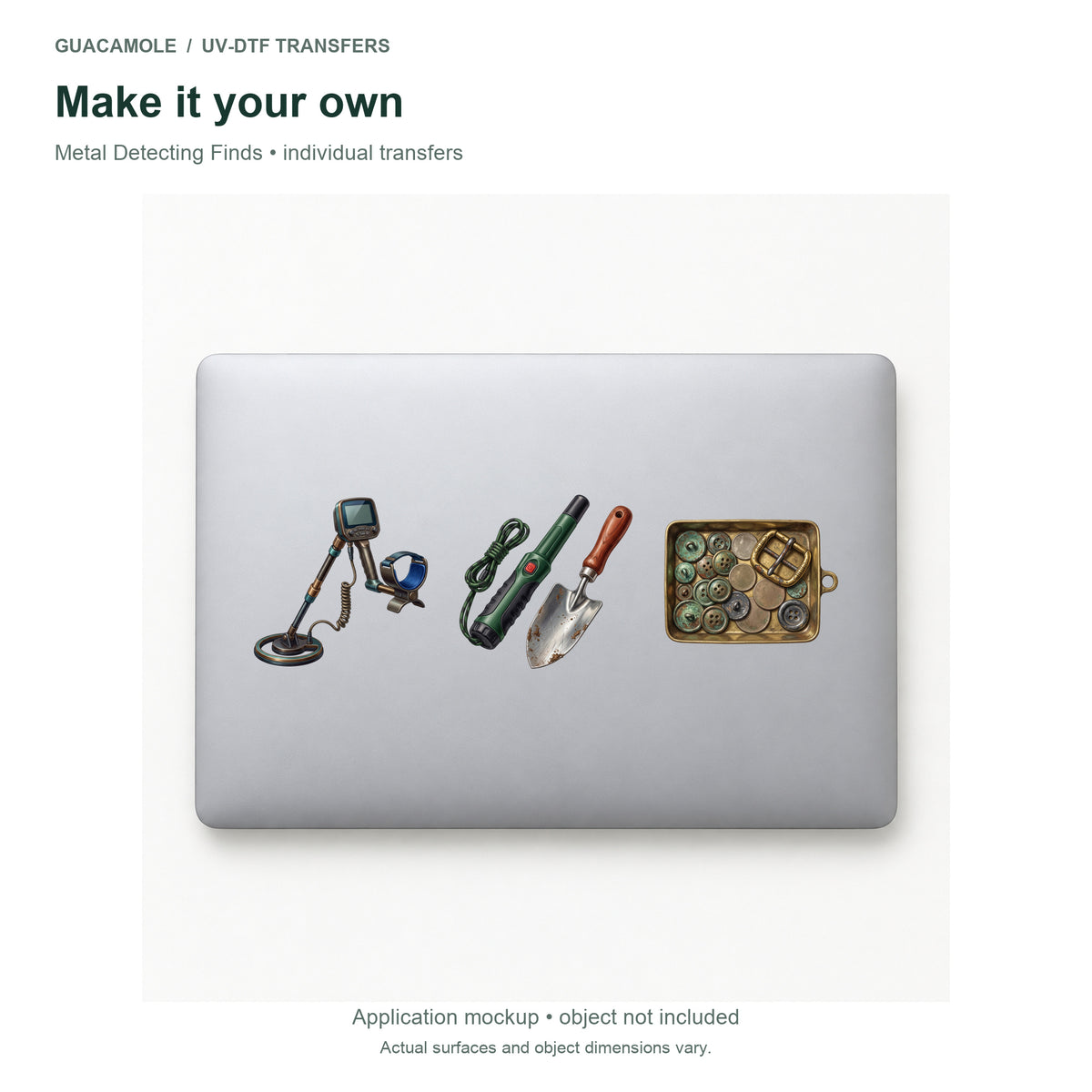 Metal Detecting Finds — Three designs on a laptop