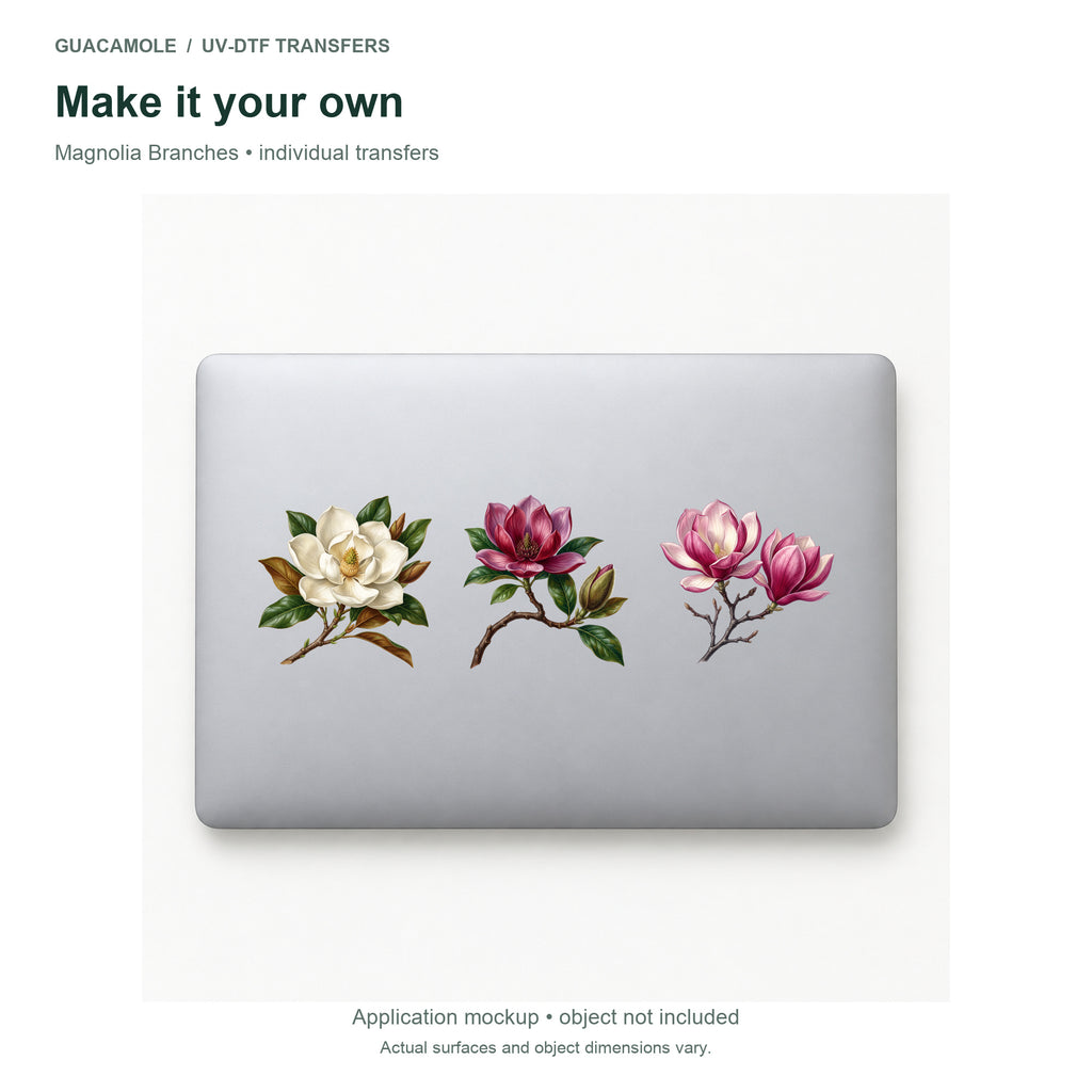 Magnolia Branches — Three designs on a laptop