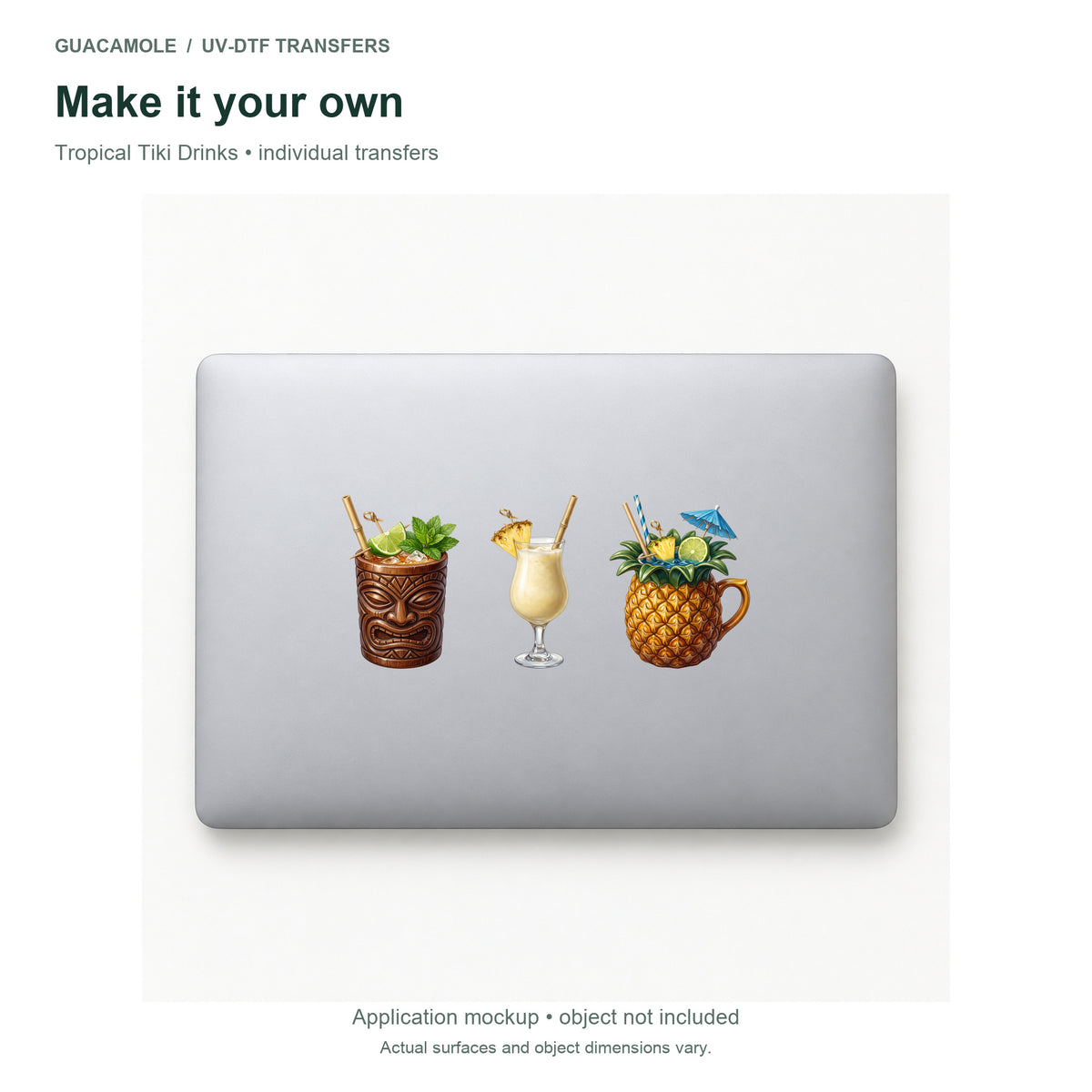 Tropical Tiki Drinks — Three designs on a laptop
