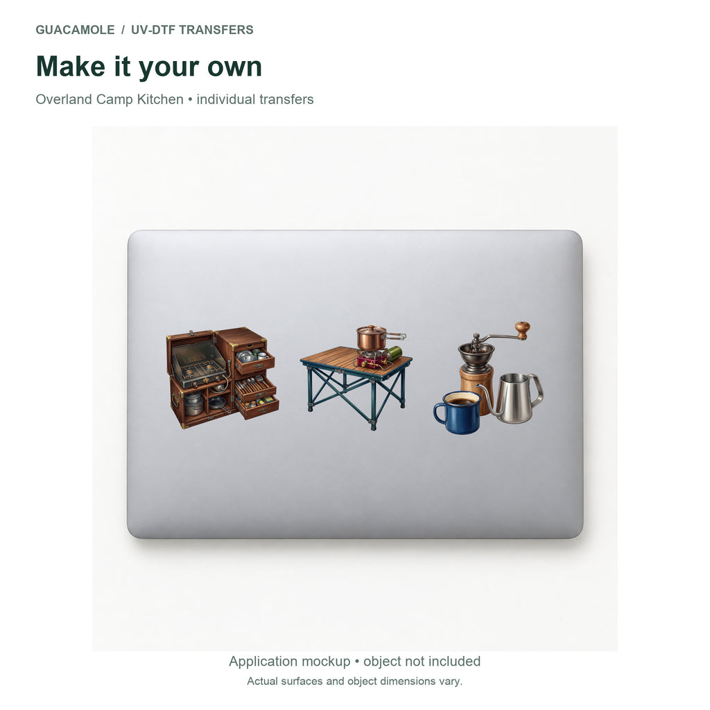 Overland Camp Kitchen — Three designs on a laptop