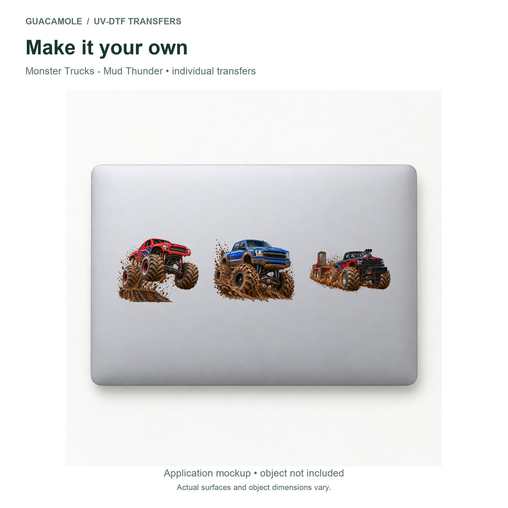 Monster Trucks - Mud Thunder — Three designs on a laptop