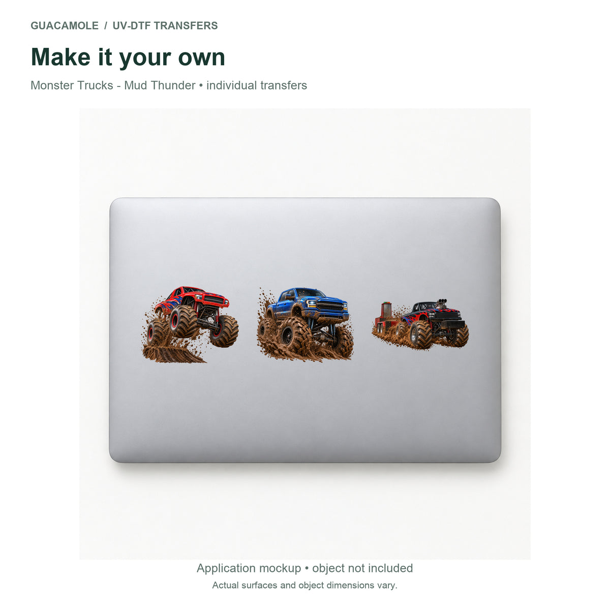 Monster Trucks - Mud Thunder — Three designs on a laptop
