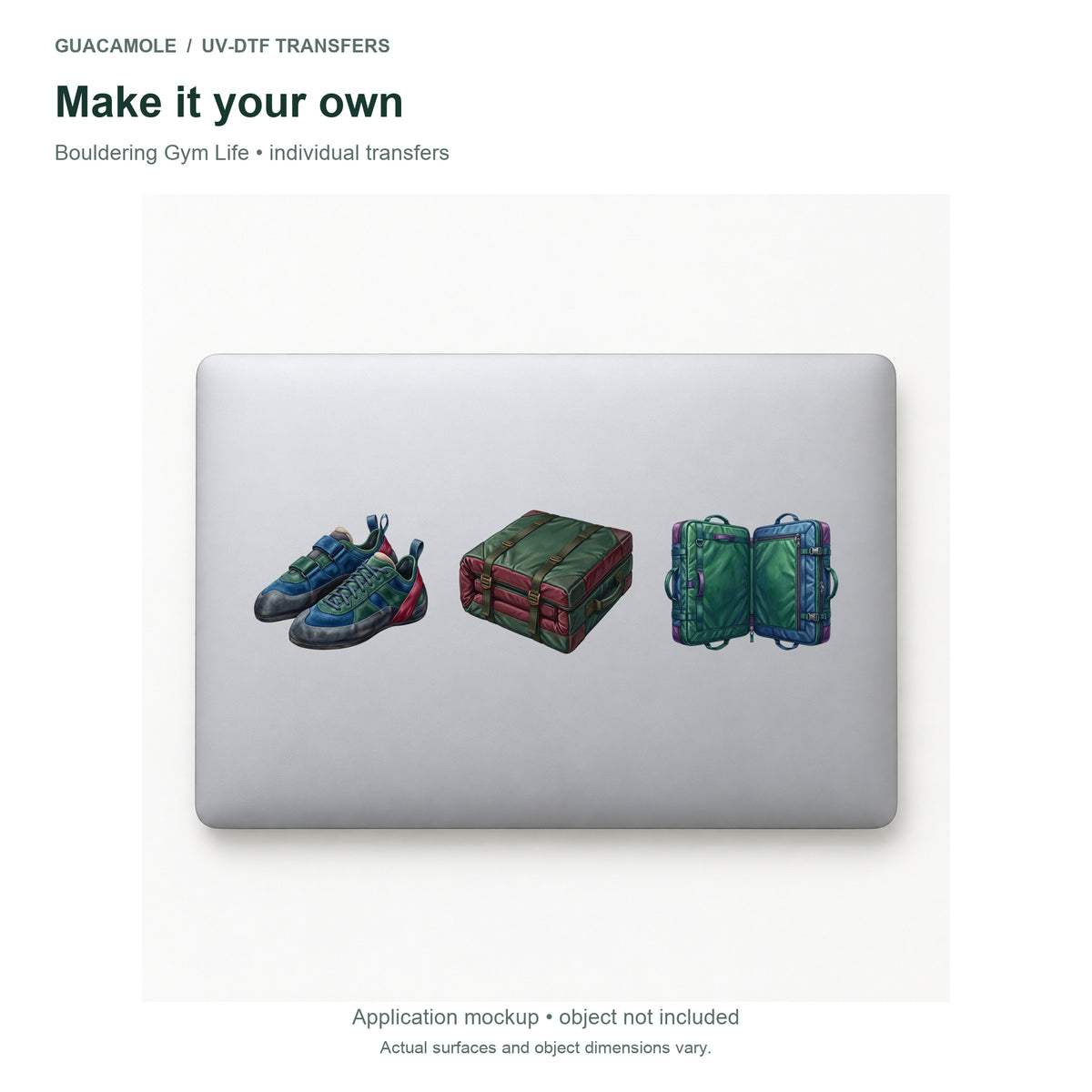 Bouldering Gym Life — Three designs on a laptop