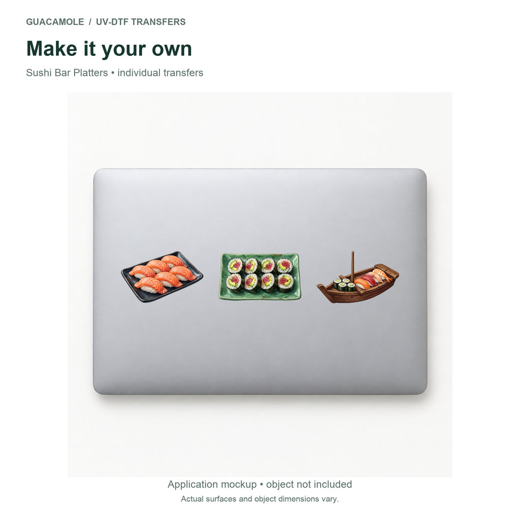 Sushi Bar Platters — Three designs on a laptop