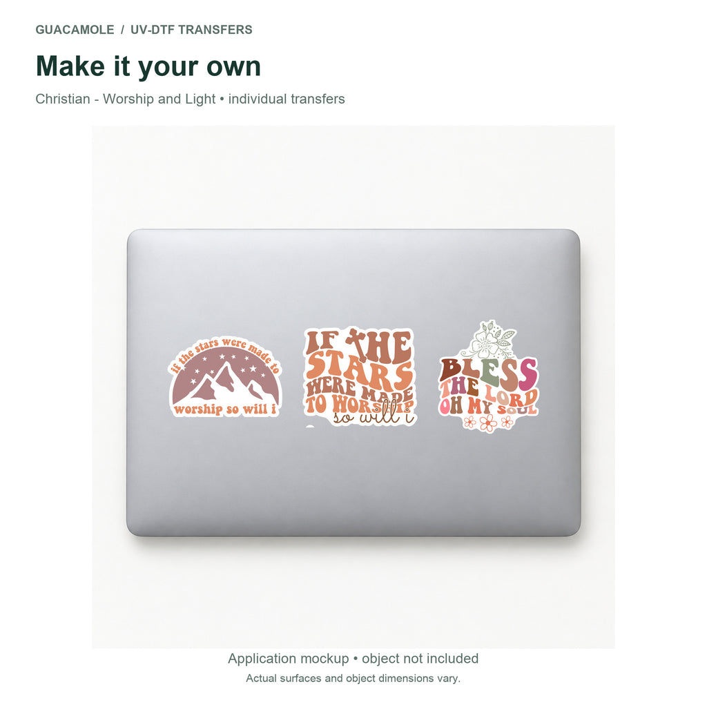 Christian - Worship and Light — Three designs on a laptop